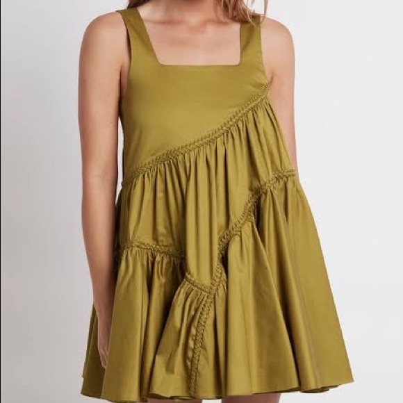 AJE Casablanca Sleeveless Braided Mini Dress - Olive Green • Size 14 RRP $395 - Picture 5 of 10